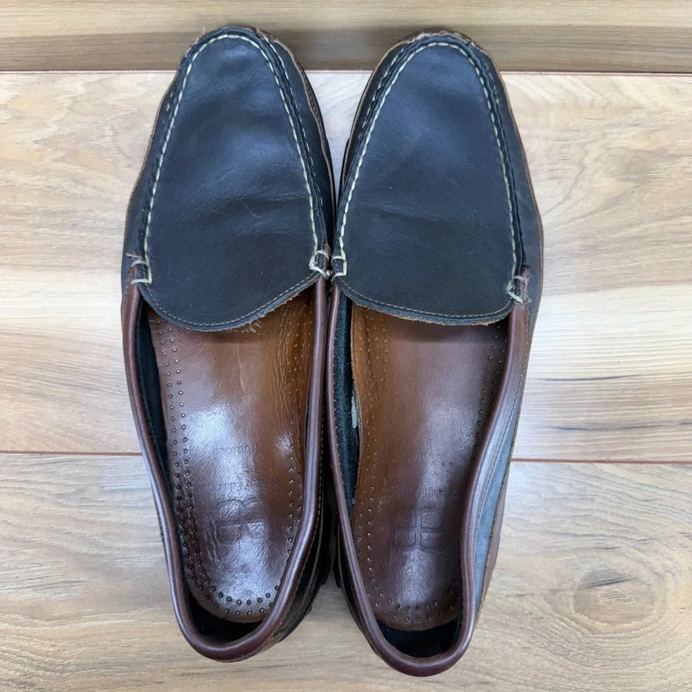 Allen Edmonds Boulder Loafers Mens 9 D Black Brown Leather Moc Toe Casual